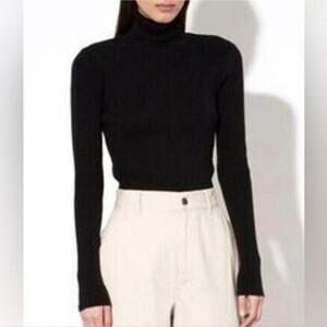Mara Hoffman Black Ribbed Turtleneck Lori Sweater 3X